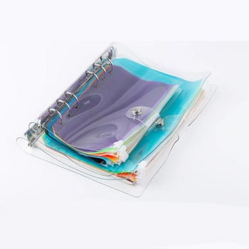 Τσέπες βιβλιοδέτη A5/A6 PVC Binder Loose Leaf Τσάντα Πολύχρωμοι φάκελοι με φερμουάρ για τσάντες αρχειοθέτησης εγγράφων με θήκη για σημειωματάριο με 6 δακτυλίους