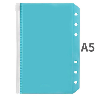 A5/A6 iesiešanas kabatas PVC iesiešanas vaļēju lapu maisiņš Krāsainas rāvējslēdzēja mapes 6 gredzenu piezīmjdatora iesiešanas maciņai, dokumentu kārtošanas maisiņi