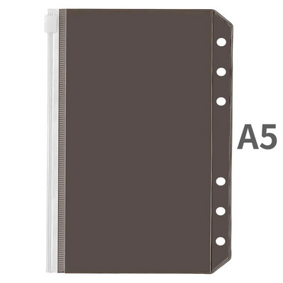 A5/A6 iesiešanas kabatas PVC iesiešanas vaļēju lapu maisiņš Krāsainas rāvējslēdzēja mapes 6 gredzenu piezīmjdatora iesiešanas maciņai, dokumentu kārtošanas maisiņi