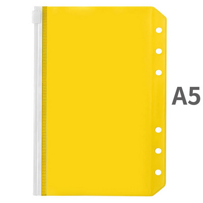 A5/A6 iesiešanas kabatas PVC iesiešanas vaļēju lapu maisiņš Krāsainas rāvējslēdzēja mapes 6 gredzenu piezīmjdatora iesiešanas maciņai, dokumentu kārtošanas maisiņi