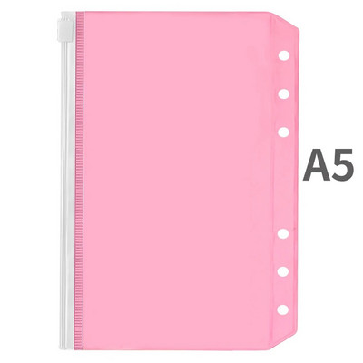A5/A6 iesiešanas kabatas PVC iesiešanas vaļēju lapu maisiņš Krāsainas rāvējslēdzēja mapes 6 gredzenu piezīmjdatora iesiešanas maciņai, dokumentu kārtošanas maisiņi