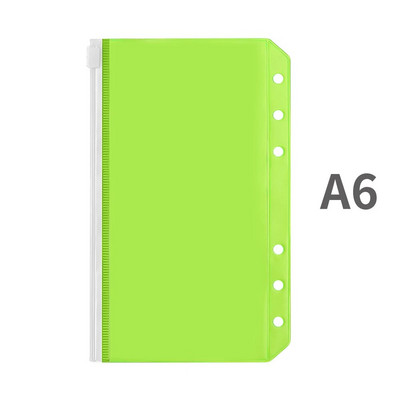 A5/A6 iesiešanas kabatas PVC iesiešanas vaļēju lapu maisiņš Krāsainas rāvējslēdzēja mapes 6 gredzenu piezīmjdatora iesiešanas maciņai, dokumentu kārtošanas maisiņi