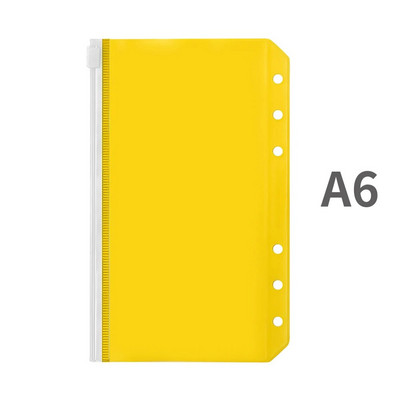A5/A6 iesiešanas kabatas PVC iesiešanas vaļēju lapu maisiņš Krāsainas rāvējslēdzēja mapes 6 gredzenu piezīmjdatora iesiešanas maciņai, dokumentu kārtošanas maisiņi