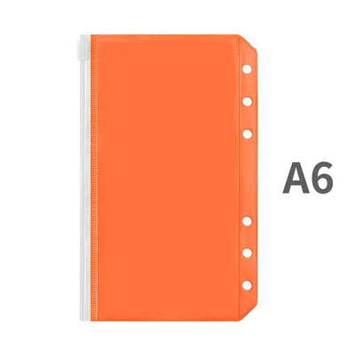 A5/A6 iesiešanas kabatas PVC iesiešanas vaļēju lapu maisiņš Krāsainas rāvējslēdzēja mapes 6 gredzenu piezīmjdatora iesiešanas maciņai, dokumentu kārtošanas maisiņi