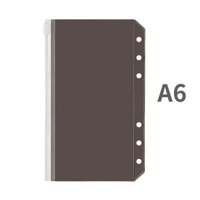 A5/A6 iesiešanas kabatas PVC iesiešanas vaļēju lapu maisiņš Krāsainas rāvējslēdzēja mapes 6 gredzenu piezīmjdatora iesiešanas maciņai, dokumentu kārtošanas maisiņi