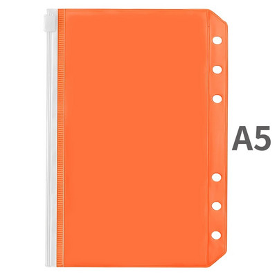 A5/A6 iesiešanas kabatas PVC iesiešanas vaļēju lapu maisiņš Krāsainas rāvējslēdzēja mapes 6 gredzenu piezīmjdatora iesiešanas maciņai, dokumentu kārtošanas maisiņi