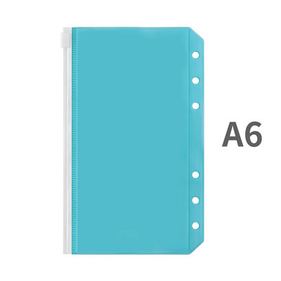 A5/A6 iesiešanas kabatas PVC iesiešanas vaļēju lapu maisiņš Krāsainas rāvējslēdzēja mapes 6 gredzenu piezīmjdatora iesiešanas maciņai, dokumentu kārtošanas maisiņi