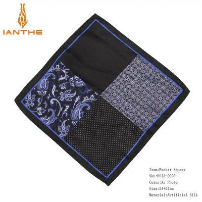 Férfi márkájú zsebkendő Vintage Paisley Dot Solid Pocket Square Puha Selyem Hankies Esküvői Party Színes Hanky mellkasi törölköző ajándék
