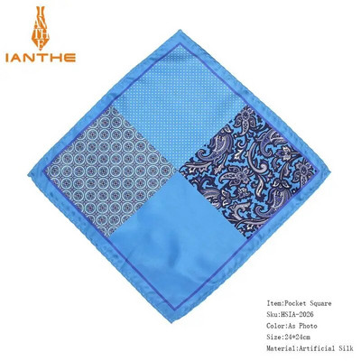 Férfi márkájú zsebkendő Vintage Paisley Dot Solid Pocket Square Puha Selyem Hankies Esküvői Party Színes Hanky mellkasi törölköző ajándék
