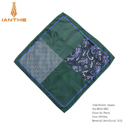 Férfi márkájú zsebkendő Vintage Paisley Dot Solid Pocket Square Puha Selyem Hankies Esküvői Party Színes Hanky mellkasi törölköző ajándék