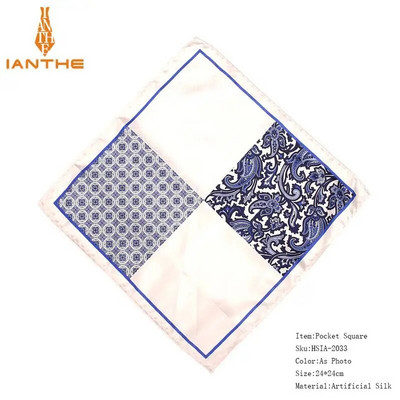 Férfi márkájú zsebkendő Vintage Paisley Dot Solid Pocket Square Puha Selyem Hankies Esküvői Party Színes Hanky mellkasi törölköző ajándék