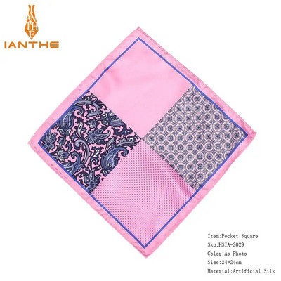 Férfi márkájú zsebkendő Vintage Paisley Dot Solid Pocket Square Puha Selyem Hankies Esküvői Party Színes Hanky mellkasi törölköző ajándék