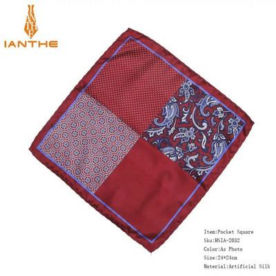 Férfi márkájú zsebkendő Vintage Paisley Dot Solid Pocket Square Puha Selyem Hankies Esküvői Party Színes Hanky mellkasi törölköző ajándék