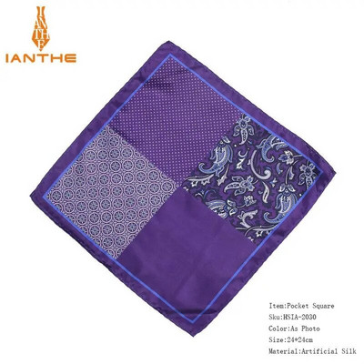 Férfi márkájú zsebkendő Vintage Paisley Dot Solid Pocket Square Puha Selyem Hankies Esküvői Party Színes Hanky mellkasi törölköző ajándék