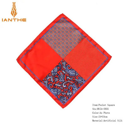 Férfi márkájú zsebkendő Vintage Paisley Dot Solid Pocket Square Puha Selyem Hankies Esküvői Party Színes Hanky mellkasi törölköző ajándék