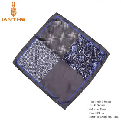 Férfi márkájú zsebkendő Vintage Paisley Dot Solid Pocket Square Puha Selyem Hankies Esküvői Party Színes Hanky mellkasi törölköző ajándék