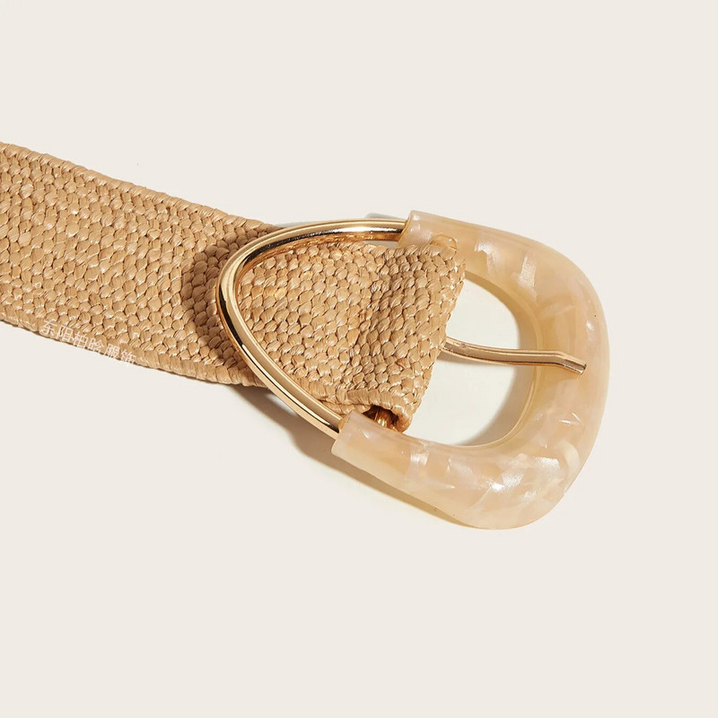 Vintage boemski trokutasti elastični pleteni remen s kopčom Ženski ljetni divlji laneni pojas od lažne slame Dekoracija košulje