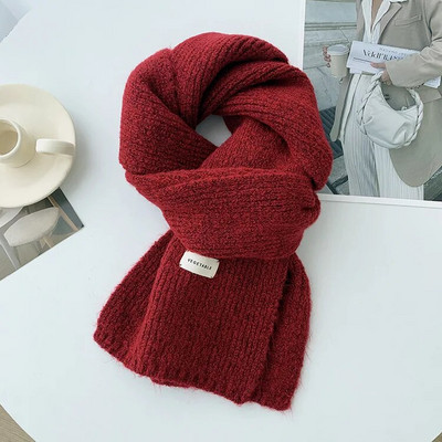Korejski ženski šalovi od kašmira Lady Winter Thicken Warm Soft Pashmina Shals Wraps Ženski pleteni dugi šal čiste boje za žene