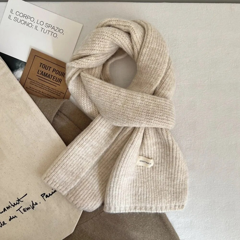 Korėjos moterų kašmyro kaklaskarės Moteriškos žieminės storos šiltos minkštos pashmina skaros Moteriškos grynos spalvos megztas ilgas šalikas moterims