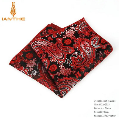 Κλασικό ανδρικό μαντήλι Vintage μεταξωτό Hanky Jacquard υφαντό πολύχρωμο τετράγωνο τσέπης Paisley 25*25 cm Πετσέτα στήθους για πάρτι γάμου