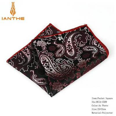 Κλασικό ανδρικό μαντήλι Vintage μεταξωτό Hanky Jacquard υφαντό πολύχρωμο τετράγωνο τσέπης Paisley 25*25 cm Πετσέτα στήθους για πάρτι γάμου