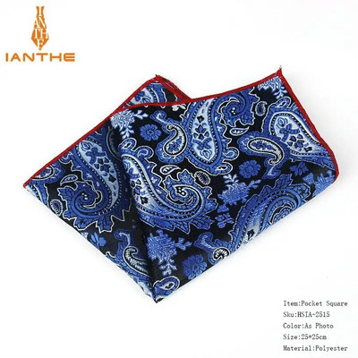 Κλασικό ανδρικό μαντήλι Vintage μεταξωτό Hanky Jacquard υφαντό πολύχρωμο τετράγωνο τσέπης Paisley 25*25 cm Πετσέτα στήθους για πάρτι γάμου