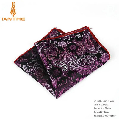 Κλασικό ανδρικό μαντήλι Vintage μεταξωτό Hanky Jacquard υφαντό πολύχρωμο τετράγωνο τσέπης Paisley 25*25 cm Πετσέτα στήθους για πάρτι γάμου