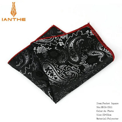 Κλασικό ανδρικό μαντήλι Vintage μεταξωτό Hanky Jacquard υφαντό πολύχρωμο τετράγωνο τσέπης Paisley 25*25 cm Πετσέτα στήθους για πάρτι γάμου