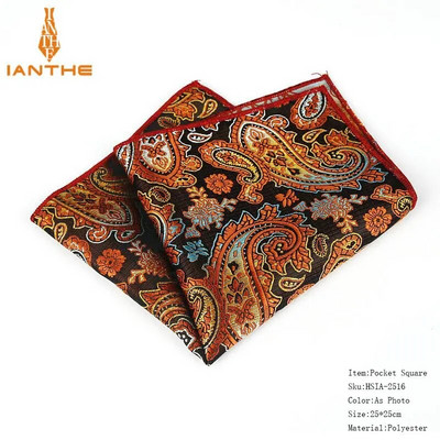 Κλασικό ανδρικό μαντήλι Vintage μεταξωτό Hanky Jacquard υφαντό πολύχρωμο τετράγωνο τσέπης Paisley 25*25 cm Πετσέτα στήθους για πάρτι γάμου