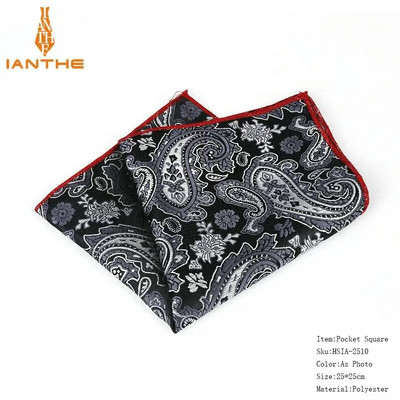Κλασικό ανδρικό μαντήλι Vintage μεταξωτό Hanky Jacquard υφαντό πολύχρωμο τετράγωνο τσέπης Paisley 25*25 cm Πετσέτα στήθους για πάρτι γάμου