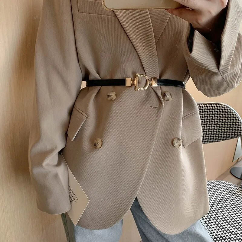 100 cm sieviešu vidukļa josta Dekoratīva dubultā sprādzes kleita Vējjaka Vispārīga jostas Metāla aplis, plāna josta