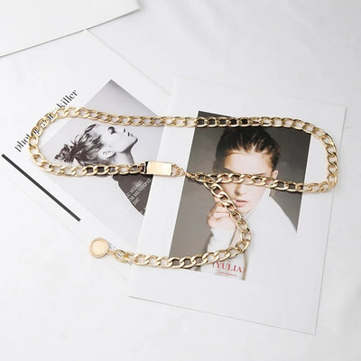 Retro metallist ketirihm Naistele Kuldne vöökoht kett Kleit Teksad Lahedad tüdrukud Daamid Dekoratiivsed vöörihmad Aksessuaarid Mood