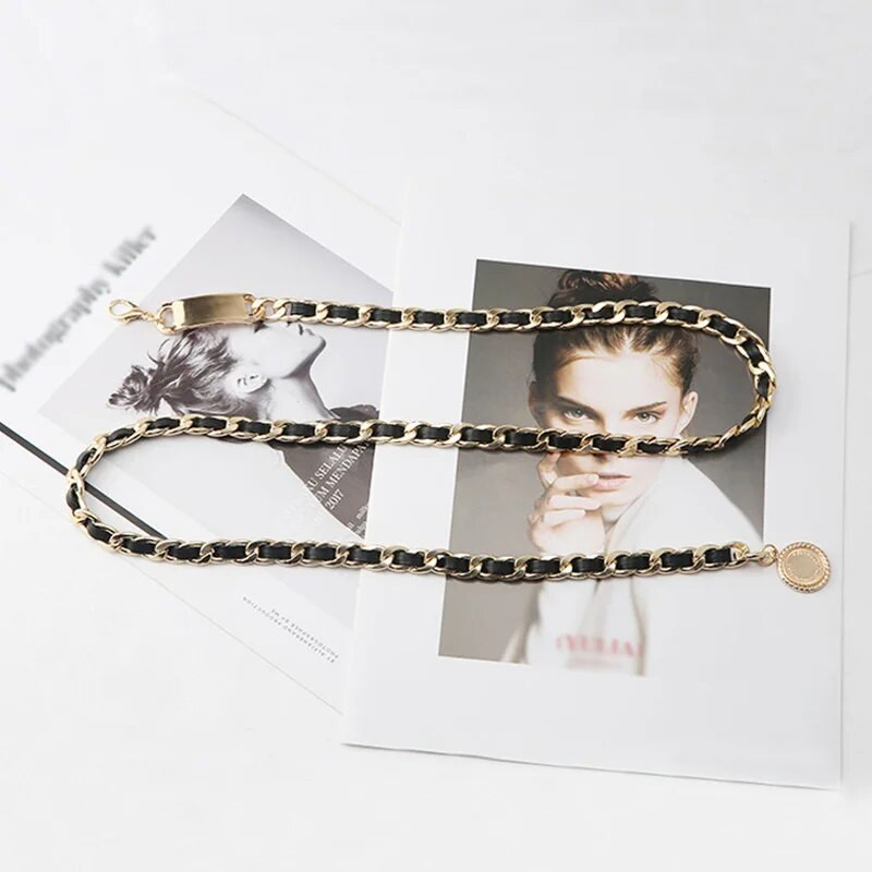 Retro metallist ketirihm Naistele Kuldne vöökoht kett Kleit Teksad Lahedad tüdrukud Daamid Dekoratiivsed vöörihmad Aksessuaarid Mood