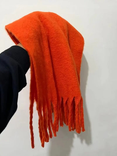 Žiemos kietas šalikas Moteriškas kašmyrui pastorintas šiltas ir purus šalikas, prailginantis prabangus klasikinis kutais tvirtas minkštas skara