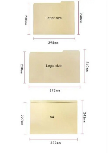 Sharkbang 10pcs/Pack Manila Tab Folders, Basics 1/3-Cut Tab, Assorted Positions File folders, Letter Size, A4, Legal Size, Document