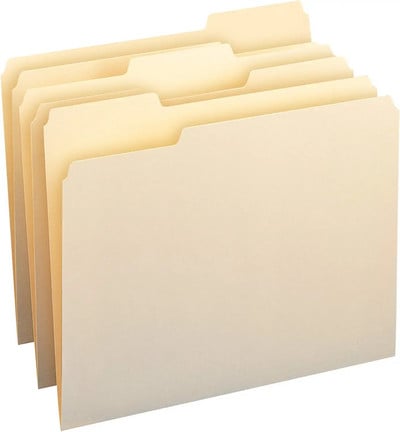 Sharkbang 10pcs/Pack Manila Tab Folders, Basics 1/3-Cut Tab, Assorted Positions File folders, Letter Size, A4, Legal Size, Document