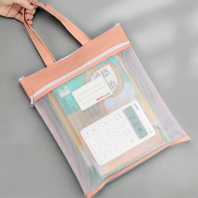 Mrežasta torbica s patentnim zatvaračem za studentske ispite Držač za pisaći pribor Torba za pohranu s ručkom Dvostruki patentni zatvarač Torbica za olovke Školski pribor