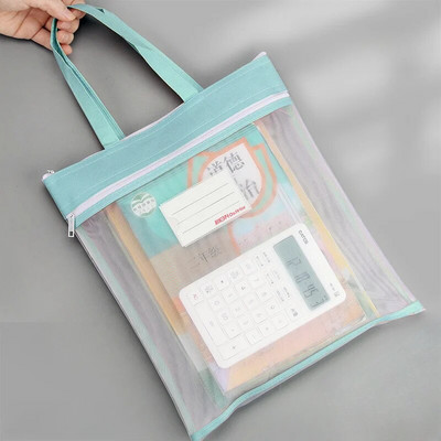 Mrežasta torbica s patentnim zatvaračem za studentske ispite Držač za pisaći pribor Torba za pohranu s ručkom Dvostruki patentni zatvarač Torbica za olovke Školski pribor