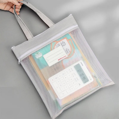 Mrežasta torbica s patentnim zatvaračem za studentske ispite Držač za pisaći pribor Torba za pohranu s ručkom Dvostruki patentni zatvarač Torbica za olovke Školski pribor