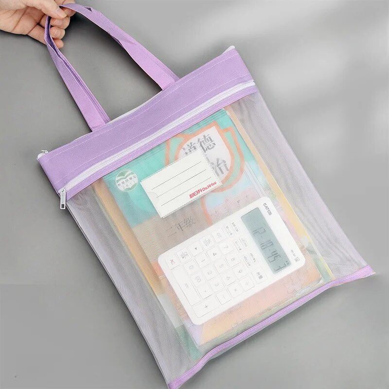 Mrežasta torbica s patentnim zatvaračem za studentske ispite Držač za pisaći pribor Torba za pohranu s ručkom Dvostruki patentni zatvarač Torbica za olovke Školski pribor