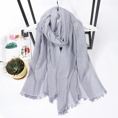 Kvėpuojantis medvilninis lininis hidžabų šalikas Odai nekenksmingas džersis Hijabs Minkštas paprastas turbanas galvos šalikas Moteriška solidi skara Foulard Femme Vile