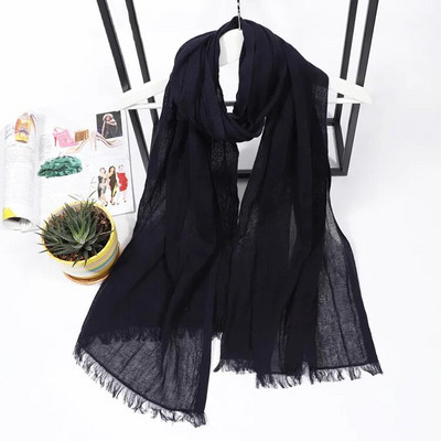 Kvėpuojantis medvilninis lininis hidžabų šalikas Odai nekenksmingas džersis Hijabs Minkštas paprastas turbanas galvos šalikas Moteriška solidi skara Foulard Femme Vile