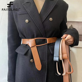 Vintažinis paprastas platus ilgas diržas moterims Elegantiškas mazginis Pu odinis juosmuo Madinga moteriška palto kostiumo puošmena juosmens dirželiai