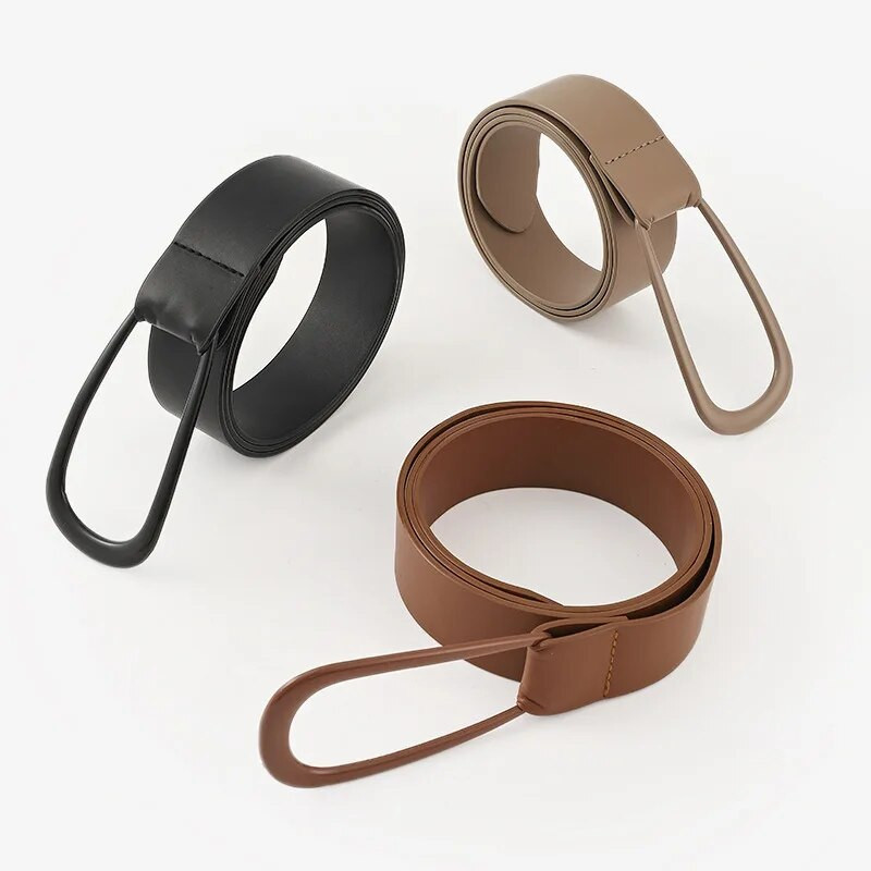 Vintažinis paprastas platus ilgas diržas moterims Elegantiškas mazginis Pu odinis juosmuo Madinga moteriška palto kostiumo puošmena juosmens dirželiai