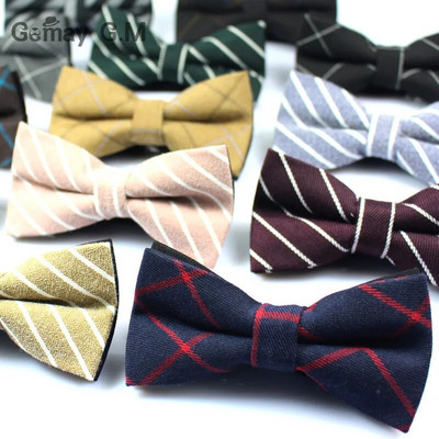 Jaunākie kokvilnas vīriešu tauriņi Zīmols Klasiskās rūtainās kaklasaites Bowtie Brīvā laika biznesa krekli Bowknot tauriņi Kravu kaklasaites aksesuāri