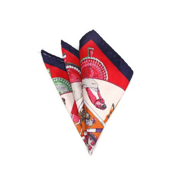 Мъжка маркова носна кърпичка с ретро щампа с джобен квадрат Меки копринени кърпички за сватбено тържество Бизнес кърпичка за ракла Подарък 24*24CM
