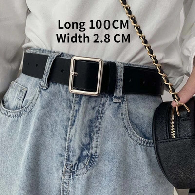 PU kožni remen za žene Traperice s četvrtastom kopčom i kopčom Crni remen Chic Luksuzni brend Ženski vintage remen Ženski pojas