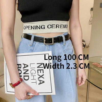 PU kožni remen za žene Traperice s četvrtastom kopčom i kopčom Crni remen Chic Luksuzni brend Ženski vintage remen Ženski pojas