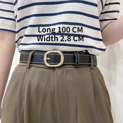 PU kožni remen za žene Traperice s četvrtastom kopčom i kopčom Crni remen Chic Luksuzni brend Ženski vintage remen Ženski pojas