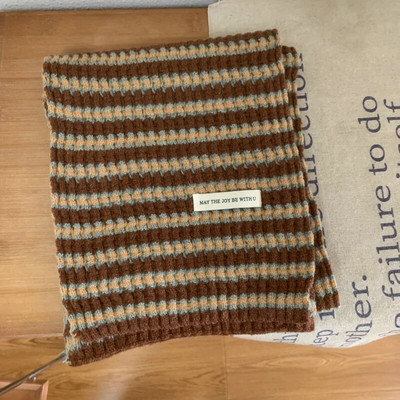 Zimski ženski topli prugasti šal pleteni debeli topli zimski šareni prugasti šalovi Zimski ležerni topliji ženski šalovi za žene